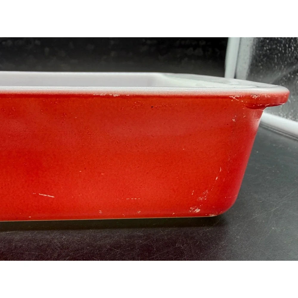 Vintage Pyrex Red Milk Glass Square Baking Dish 8 Inch Cake Pan 222